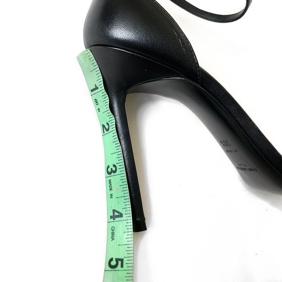 SAINT LAURENT PARIS Amber Leather Strap Heels in Nero Black - Picture 11 of 15